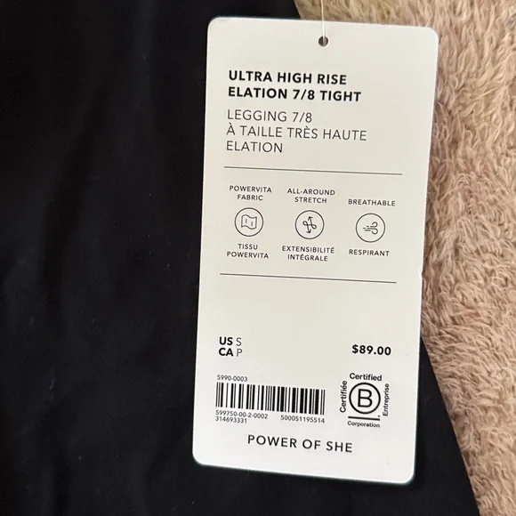 NWT Athleta Ultra High Rise Elation 7/8 Black Tight Size Small #599750 S legging - Picture 6 of 7
